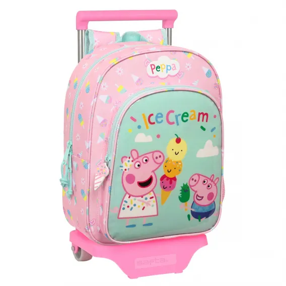 Kinder Rucksack mit Rdern Peppa Pig Ice cream Rosa Minze 26 x 34 x 11 cm