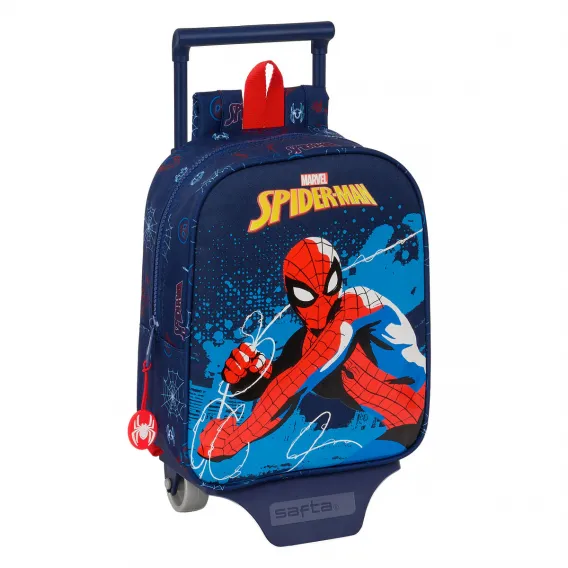 Kinder Rucksack mit Rdern Spider-Man Neon Marineblau 22 x 27 x 10 cm