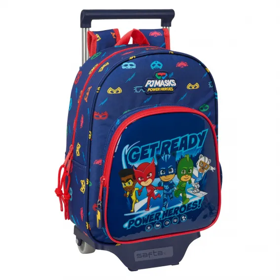 Kinder Rucksack mit Rdern PJ Masks Ready Marineblau 26 x 34 x 11 cm