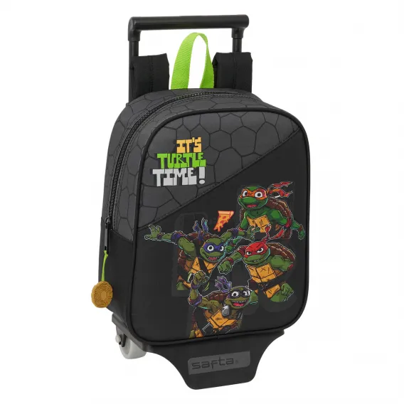 Kinder Rucksack mit Rdern Teenage Mutant Ninja Turtles Schwarz Grau 22 x 27 x 10 cm