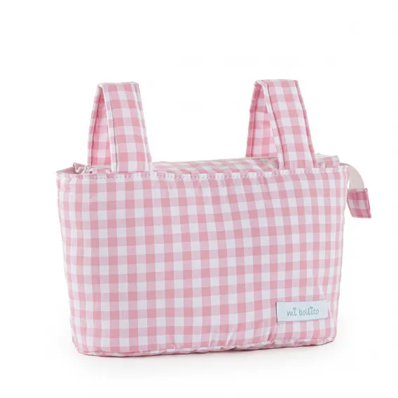 Wickeltasche Organizertasche fr Kinderwagen Mi bollito Rosa Vichy 15 x 18 x 45 