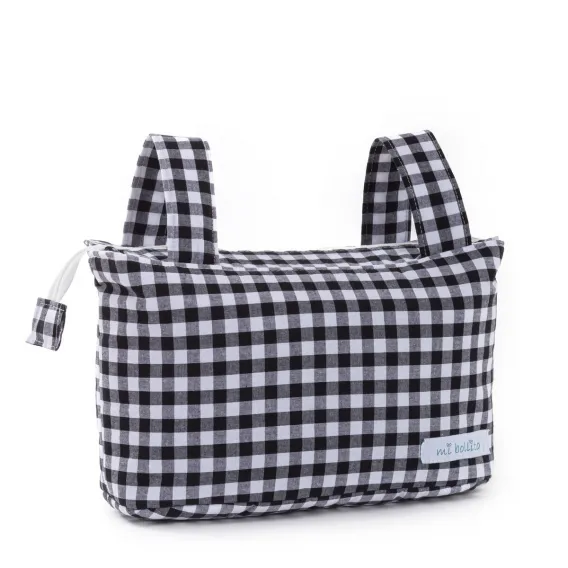 Wickeltasche Organizertaschefr Kinderwagen Mi bollito Schwarz Vichy 15 x 18 x 4