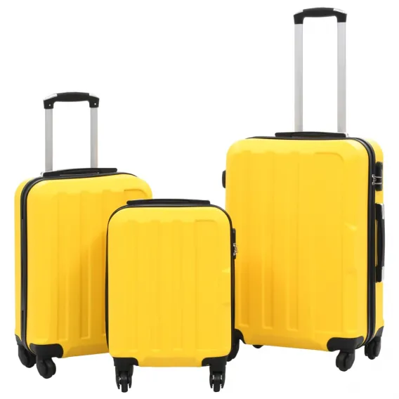 Koffer Reisekoffer Hartschalenkoffer Trolley mit Rollen Set 3 Stk. Gelb ABS