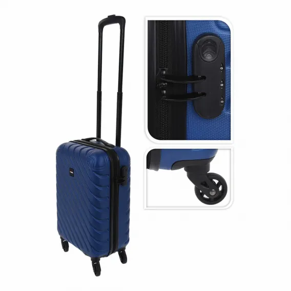 Hartschalenkoffer Rollkoffer Reisekoffer Trolley Koffer Kabine PR World Blau 33 